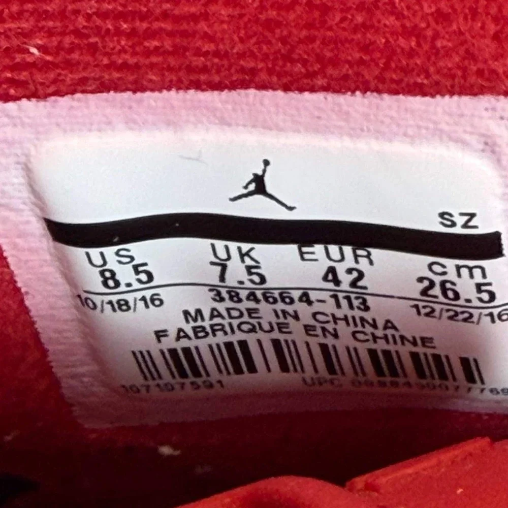 Air Jordan 6 Retro Alternate 91 White Gym Red 384664-113 Mens Size 8.5